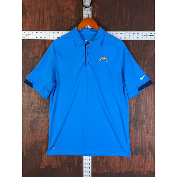 Nike Los Angeles Chargers‎ NFL On Field Apparel Sideline Polo Shirt Blue Medium - Picture 1 of 8